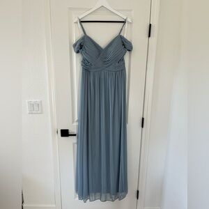 Azazie Dusty Blue off shoulder dress